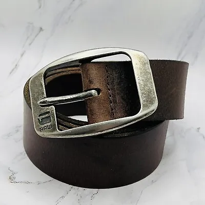 G-Star Raw Genuine Leather 90 / 36 Brown Belt Logo Buckle 50-10 Mens • $35