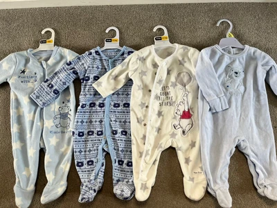 £2.99 • Buy Baby Boy Sleepsuit/babygrow Up To 3 Months Winter Fleece Bundle From George, Tu