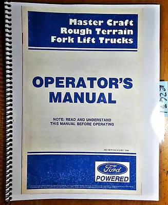 Master Craft Rough Terrain Fork Lift Truck Owner Operator's Manual MCI-103 12/85 • $15.99