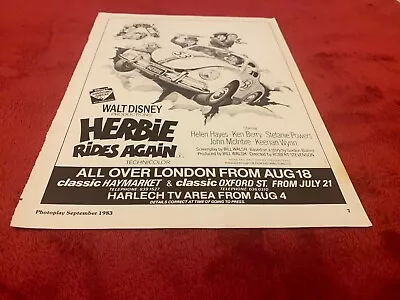 T&p2 Movie Advert 11x8 Walt Disney - Herbie Rides Again . Helen Hayes Ken Berry • £8.99