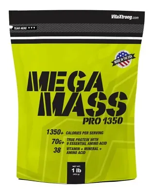 VITAXTRONG MEGA MASS XTREME 1350 Gain Weight Gain Muscle 1LB Chocolate Flavor • $29.80