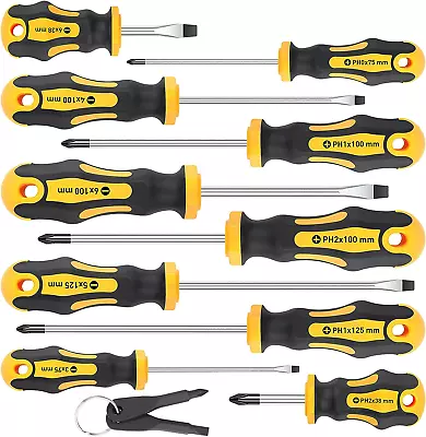 10-Pc Magnetic Screwdriver Set- 5 Phillips  5 Slotted Professional Cushion Grip • $14.90