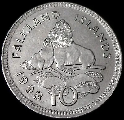 Falkland Islands 10 Pence 1998 Sea Lion Coin WCA 8124 • £3.99