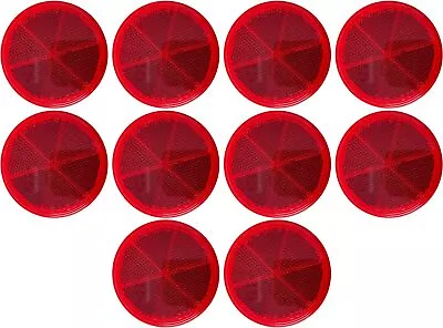 3  Inch Round Red Reflector Adhesive Bike Trailer Truck Boat Mailbox- Qty 10 • $19.95