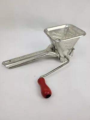 French Metal Shredder Grater Legumes Mouli Parsmint Farmhouse Red Wood Handle • $18