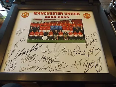 Manchester United Multi Signed Football Art Print Framed No Glass 13 X 11 Inches • £39.99