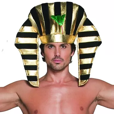 Adult Egyptian Pharaoh Fancy Dress Headpiece Egypt Pharoah Hat By Smiffys • £15.50