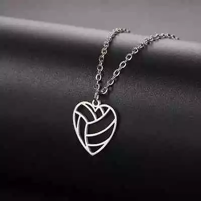 Sports Volleyball Heart Necklace  Stainless Steel Pendant Necklace Jewelry Gift • $5.91