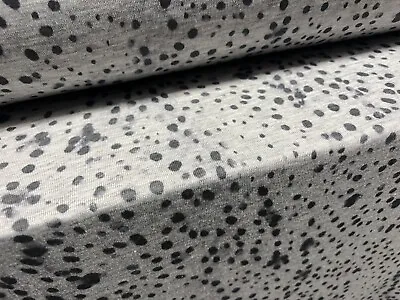 Knitwear Jersey Fashion Fabric Per Metre - Dalmatian Spot Print - Grey Marl • £6.99