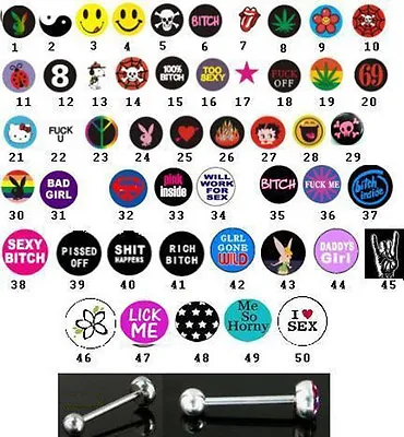 100 Logo Tongue Bars Kitty Bunny Rude Offensive Pot Leaf And Many More • £39.95