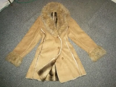 £40 • Buy Afghan Faux Suede Coat/ Jacket Vintage Style Glamorous Size 10/12 Penny Lane