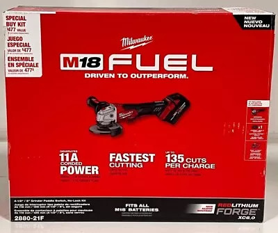 Milwaukee 2880-21F M18 FUEL 4-1/2 /5  Grinder Kit W/FORGE 6.0 Battery • $199.99