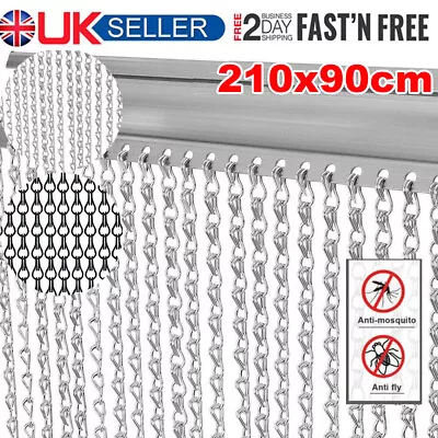 UK 210 X 90CM Metal Chain Insect Fly Door Curtain Screen Aluminium Pest Control • £39