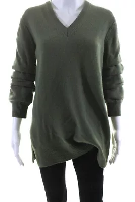 Michael Kors Collection Womens Ruched Sleeves V Neck Sweater Green Size Small • $34.99