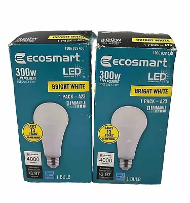 2 Pack 300-Watt Equivalent A23 Energy Star Dimmable LED Light Bulb Bright White • $26.95