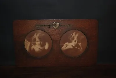  Antique Mission Tiger Oak Picture Frames Cupid Prints For 16.5 X 9.5   Inches • $75