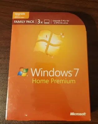Microsoft Windows 7 Home Premium Upgrade Family Pack For 3 PCs 32 & 64 Bit DVD  • $105