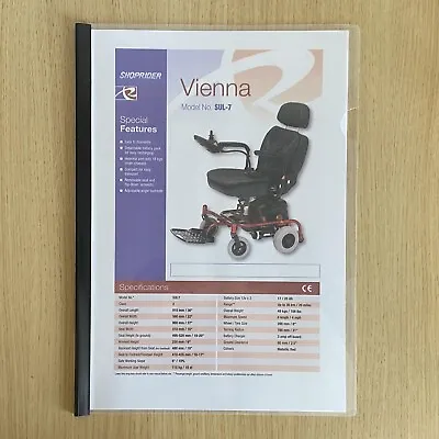 £9.35 • Buy Manual + Extra Info For The Vienna Powerchair - SUL-7 -Shoprider Roma Wheelchair