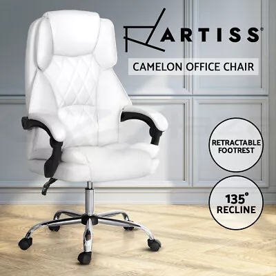 Artiss Executive Office Chair Leather Computer Desk Chairs Racer Recliner Black • $129.95