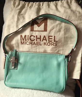 Michael Kors Aqua Seafoam Green Leather Shoulder Bag Purse With Dust Bag • $55