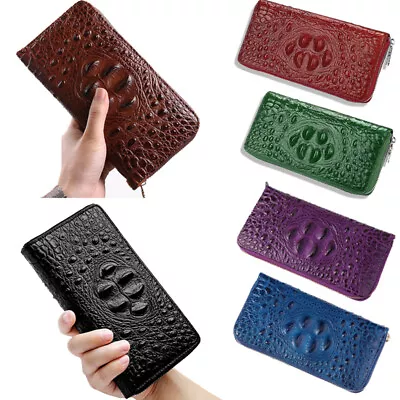 Mens Womens Leather Wallet Zipper Card Holder Long Phone Purse Clutch Handbag US • $13.99