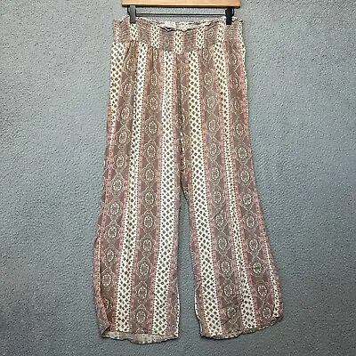 Oneill Pants Women Extra Large Cream Brown Bohemian Festival Western Low Rise • $22.97