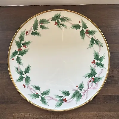 Mikasa Ribbon Holly Cheese Board Plate Serving Platter Or Cake Plate 11.75” • $19.21