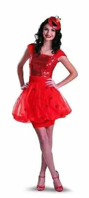 Womens Elmo Sesame Street Red Glam Dress & Headpiece 2 Pc Halloween Costume-sz M • $20