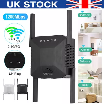 5G WiFi Range Extender Amplifier Signal Booster 1200Mbps Speed Wireless Repeater • £19.90