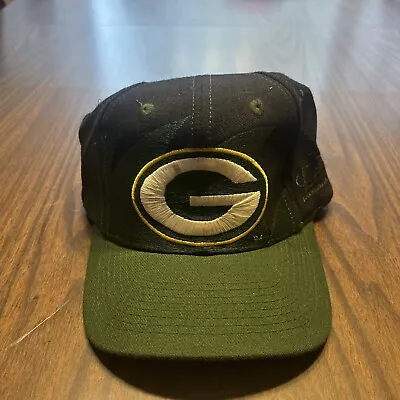 Vintage Green Bay Packers Pro Line Logo Athletic Sharktooth Snapback Hat Black • $119.95