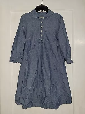 GAP Maternity Dress Chambray 100% Cotton Blue Women Size S Small Long Sleeve • $11