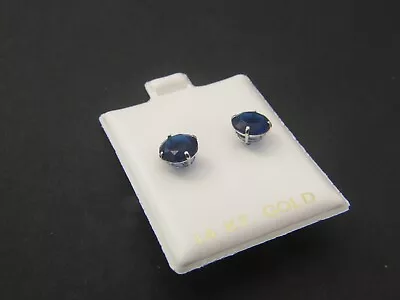 14k White Gold 8mm Large Dark Blue Tanzanite Stud Earrings • $59.99