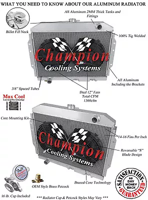 SR Champion 3 Row Radiator W/ 2 12  Fans For 1960 - 1962 AMC Rambler #CC407 • $347.65