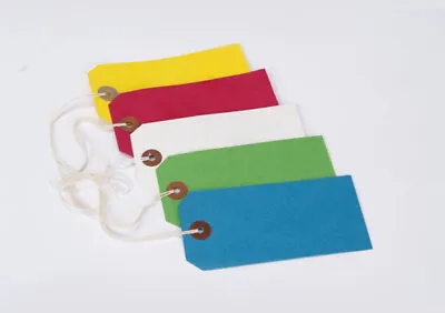 7 Colours Strung Tags 96m X 48mm String Tie On Reinforced Labels Craft Gift • £150