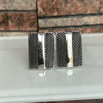 Murano Men’s Silver Toned Cuff Links Vertical Bar Accent Office Formal Wedding • £29.19