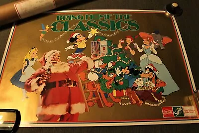 1988  Mickey Mouse Coca Cola Santa Christmas Poster Rolled Vintage Rare 24 X 17  • $30