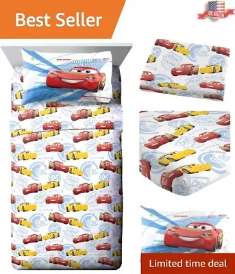 Kid-Friendly Disney Cars 3 Twin Bed Sheet Set - Reversible McQueen & Cruz Design • $39.55