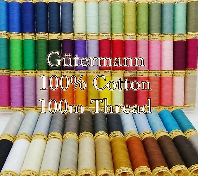 £2.89 • Buy Gütermann Cotton Thread 100m Reel Machine And Hand Sewing Quilting 100 Colours