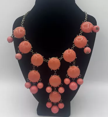 26 -28  J. Crew Bib Statement Bubble Bead Necklace In Coral & Pink C772 • $15