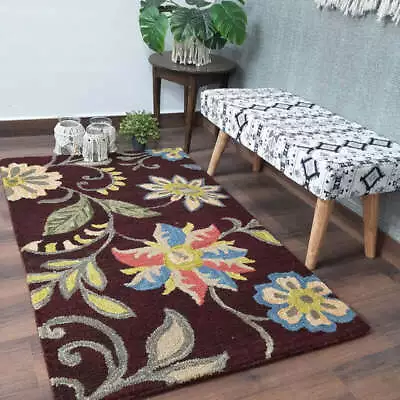 Flower Hand Tufted Wool Area Rug Handmade Rug Custom Size Rug 100% Wool Carpet • $1649