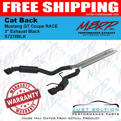 MBRP 2015-2017 Mustang GT Coupe RACE 3  Cat-Back Exhaust Black S7278BLK • $604.99