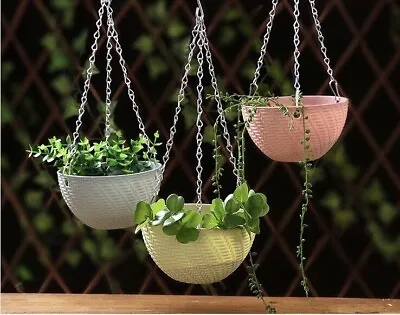 $14.99 • Buy Au Stock 3 Sets Pots Hanging Plant Pots Set Resin Flower Baskets  024
