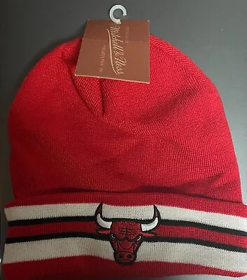 Mitchel & Ness Chicago Bulls Team Stripe Beanie Men’s OSFM BNWT • $21.97