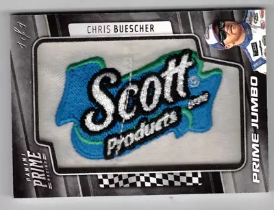 2019 Panini Prime CHRIS BUESCHER Jumbo Firesuit Patch Card 1/1 • $26