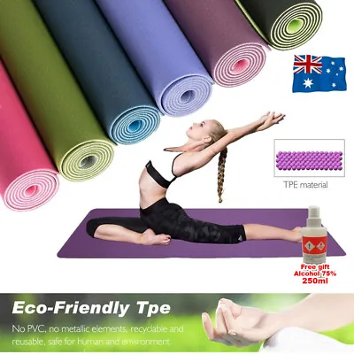 $17.89 • Buy TPE Yoga Mat Eco Friendly Exercise Fitness Gym Pilates Non Slip Dual Layer Pad
