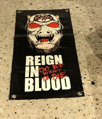 $37 • Buy Slayer Rock Band Banner Reign In Blood Poster Concert Sign Heavy Metal Top A6