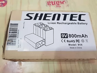 Shentec 4Pack 9V Block 800mAh 6F22 Lithium Li-ion 9 Volt Rechargeable Batteries • £35