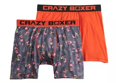 2 Pair Crazy Boxer Briefs Men's Size S M L Flamingo Christmas Holiday B37 MPA • $9.99