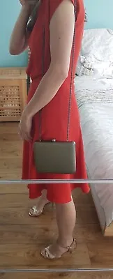 Zara Gold Box Clutch Bag Handbag With Chain RRP £25.99 • £15