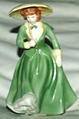 Vintage Coalport  SARAH JANE  Figurine In Green Dress & Yellow Parasol • £17